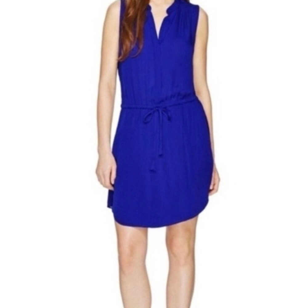Babaton Royal Blue Sleeveless V-Neck Drawstring Waist Dress